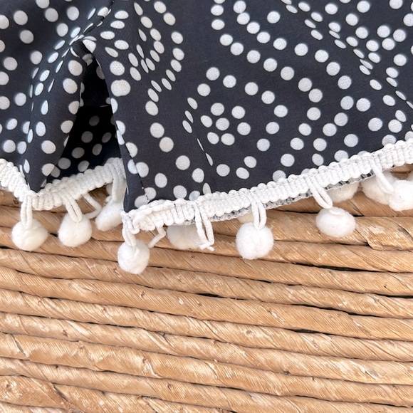Boho Shorts. Black w/ White Polka Dots & Pom Poms. Small / Medium. - Picture 7 of 9